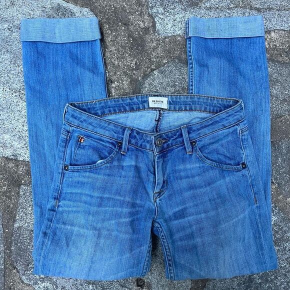 HUDSON BACARA STRAIGHT LEG CROPPED CUFFED JEANS BLUE SIZE 25 - Picture 6 of 13